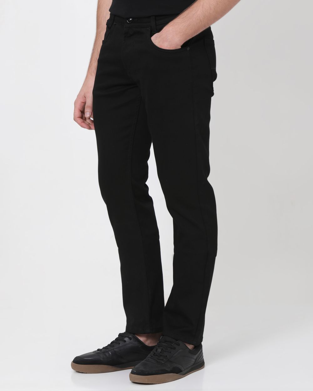 Jet Black Straight Fit Denim Deluxe Stretch Jeans