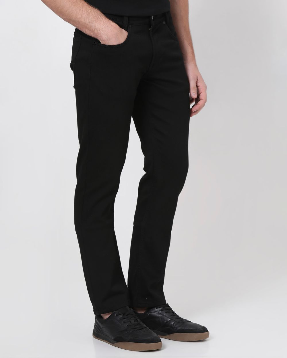 Jet Black Straight Fit Denim Deluxe Stretch Jeans