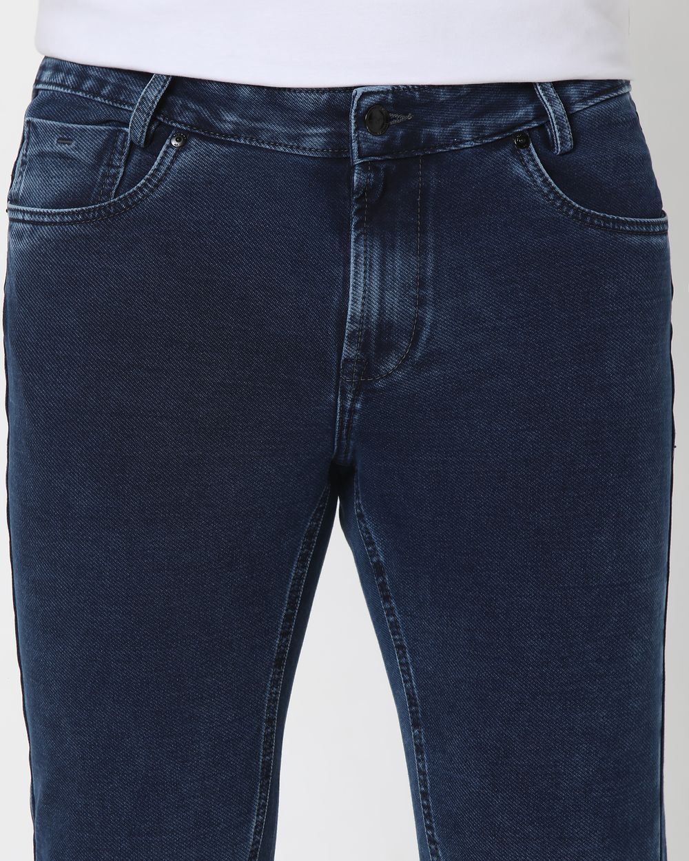 Dark Indigo Blue Ankle Length Denim Deluxe Stretch Jeans