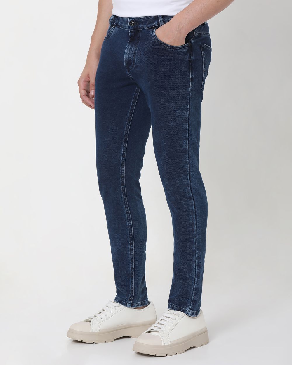 Dark Indigo Blue Ankle Length Denim Deluxe Stretch Jeans