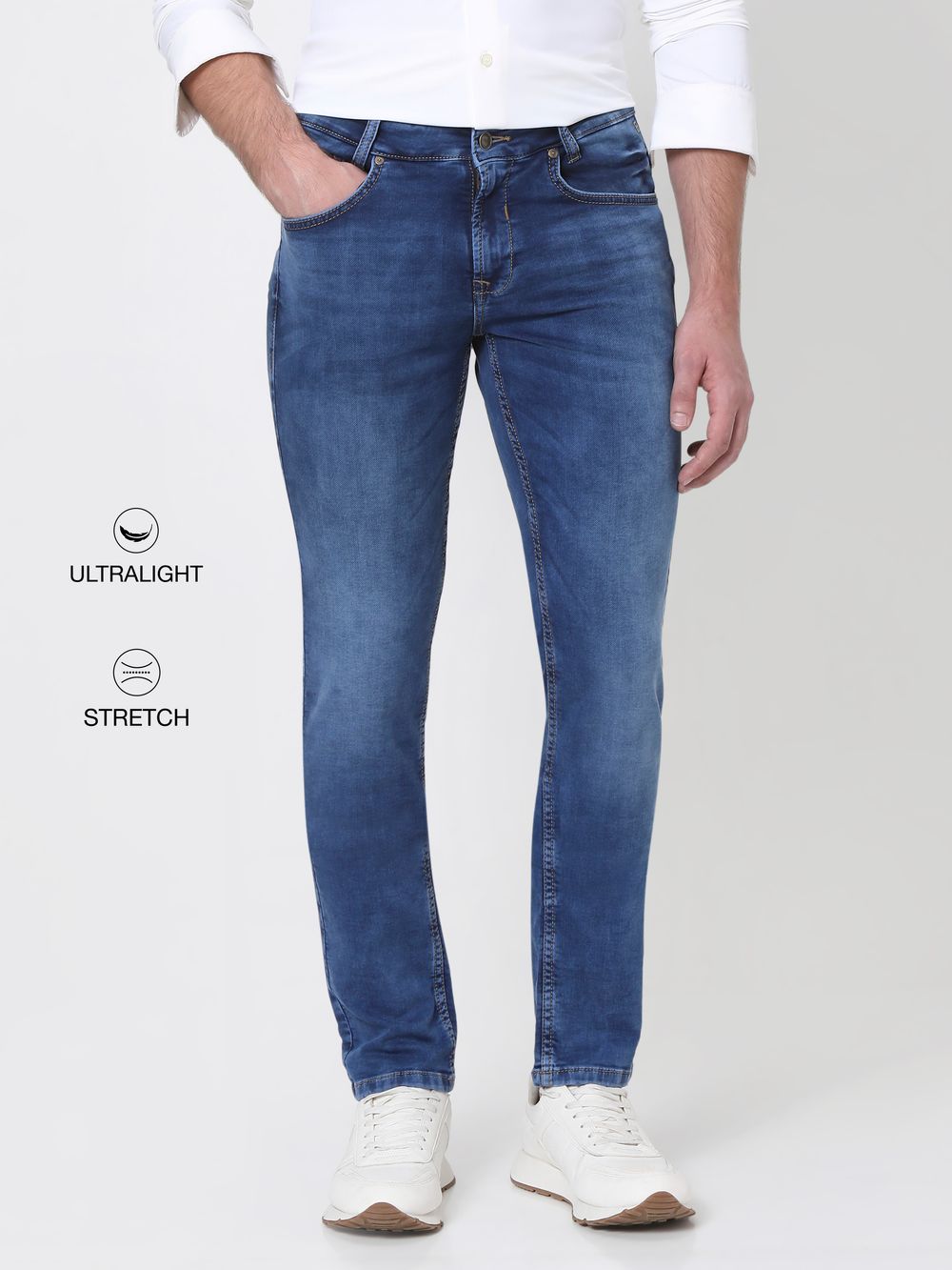 Mid Blue Super Slim Fit Fly Weight Jeans