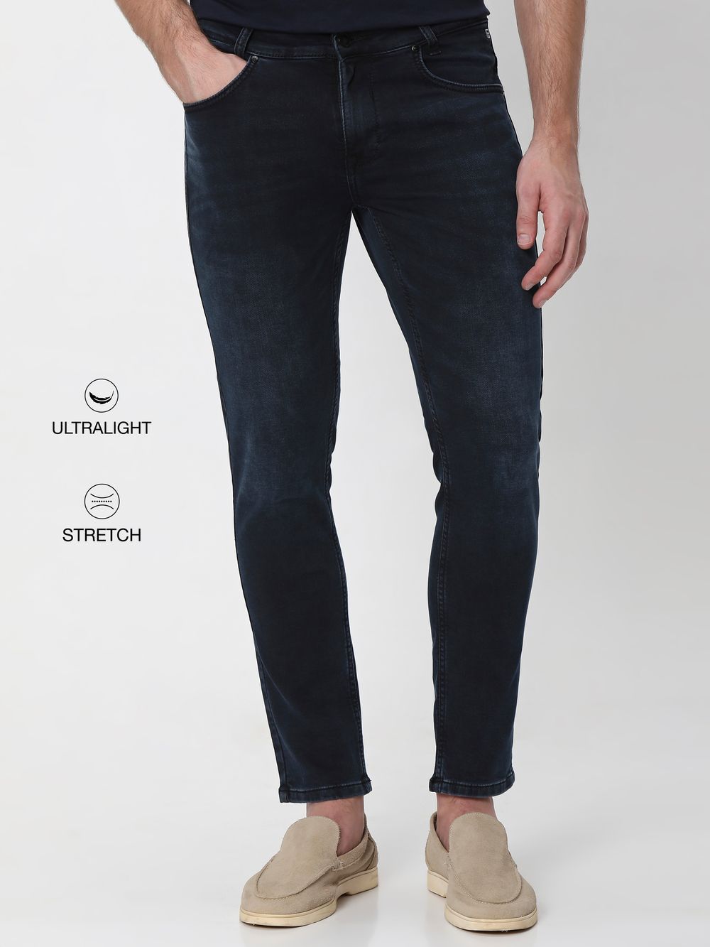 Charcoal Ankle Length Fly Weight Jeans