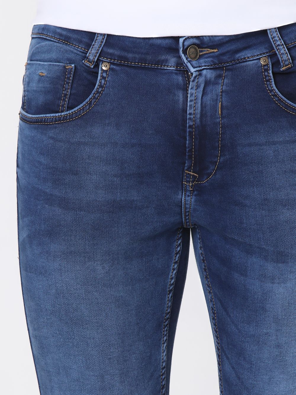 Mid Blue Ankle Length Fly Weight Jeans