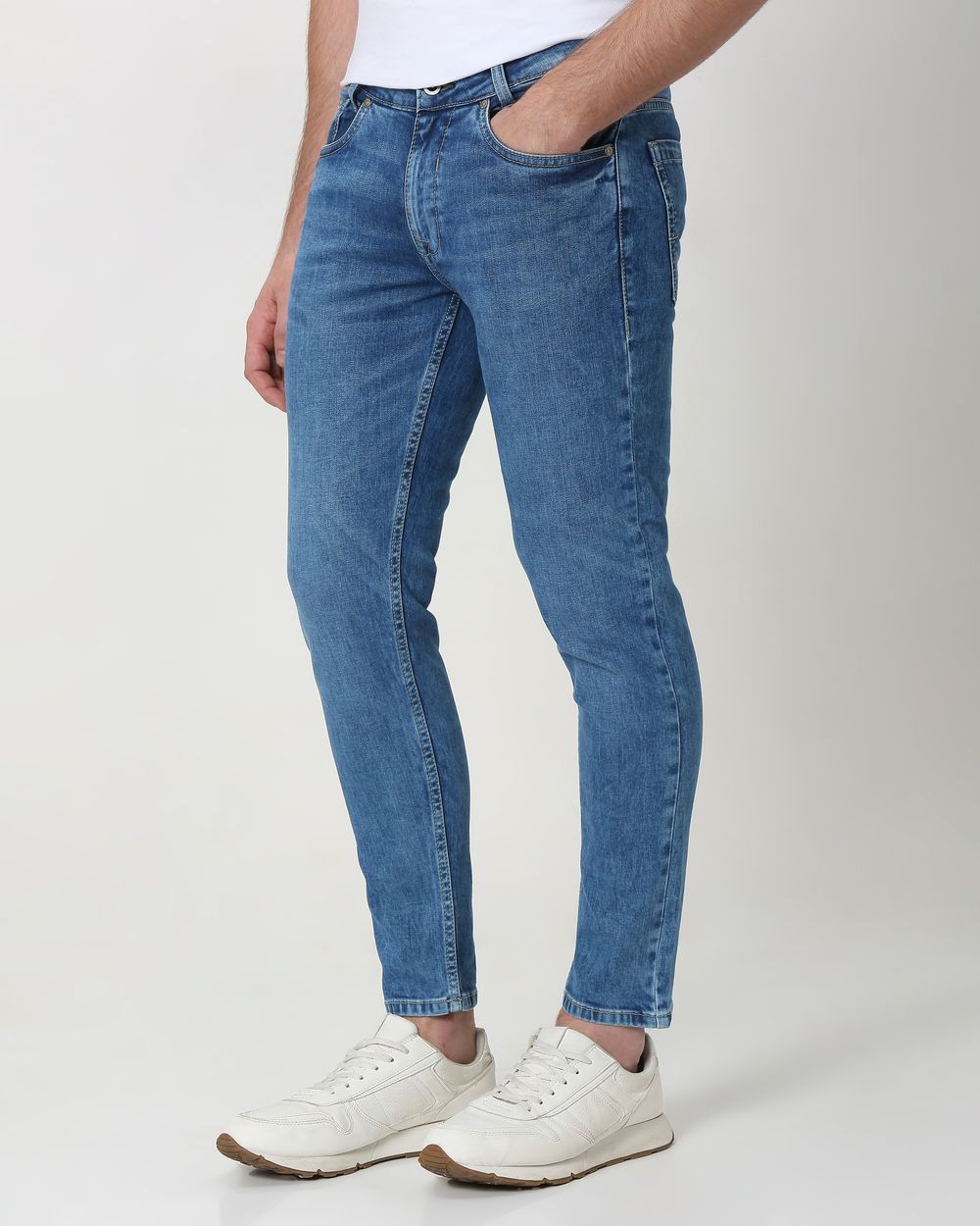 Mid Blue Ankle Length Originals Stretch Jeans
