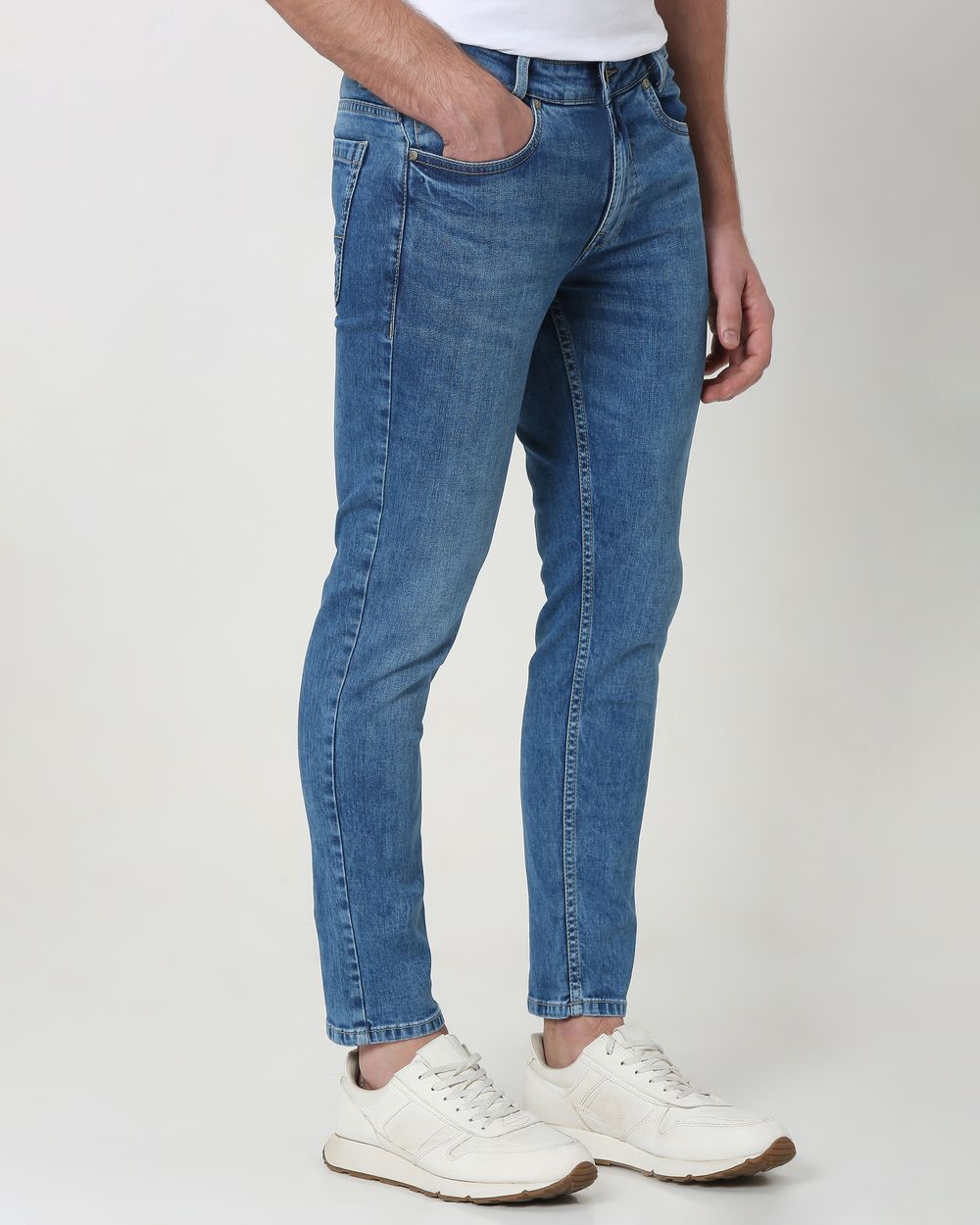 Mid Blue Ankle Length Originals Stretch Jeans