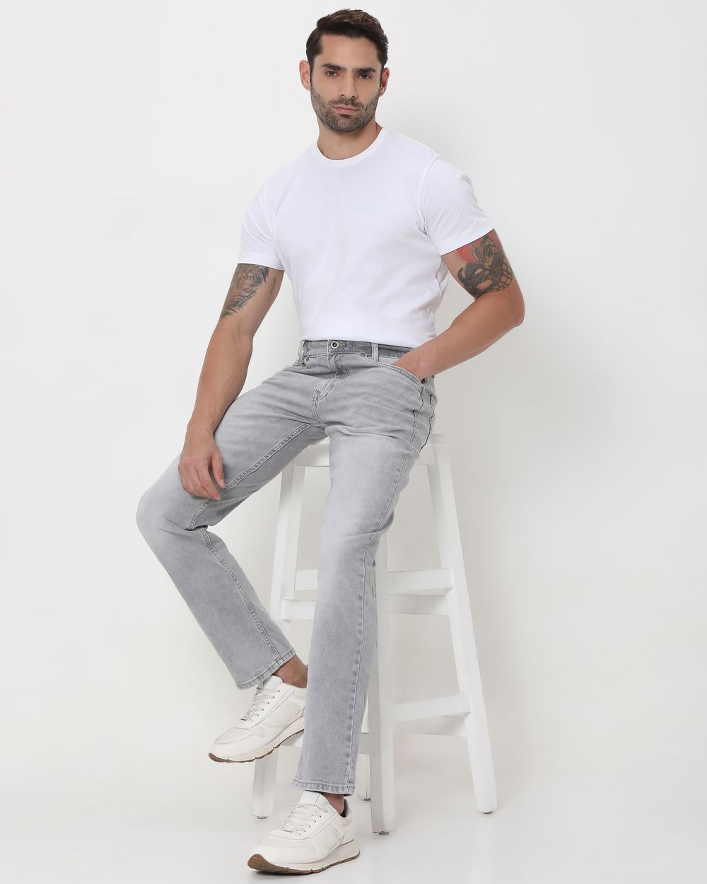 Grey Straight Fit Originals Stretch Jeans