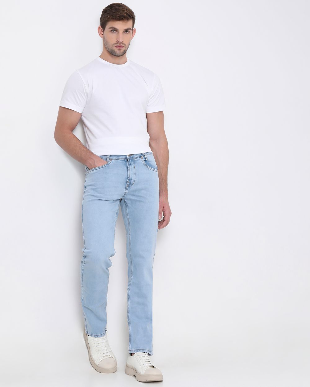 Buy Light Blue Relaxed Straight Fit Originals Stretch Jeans Online at Muftijeans