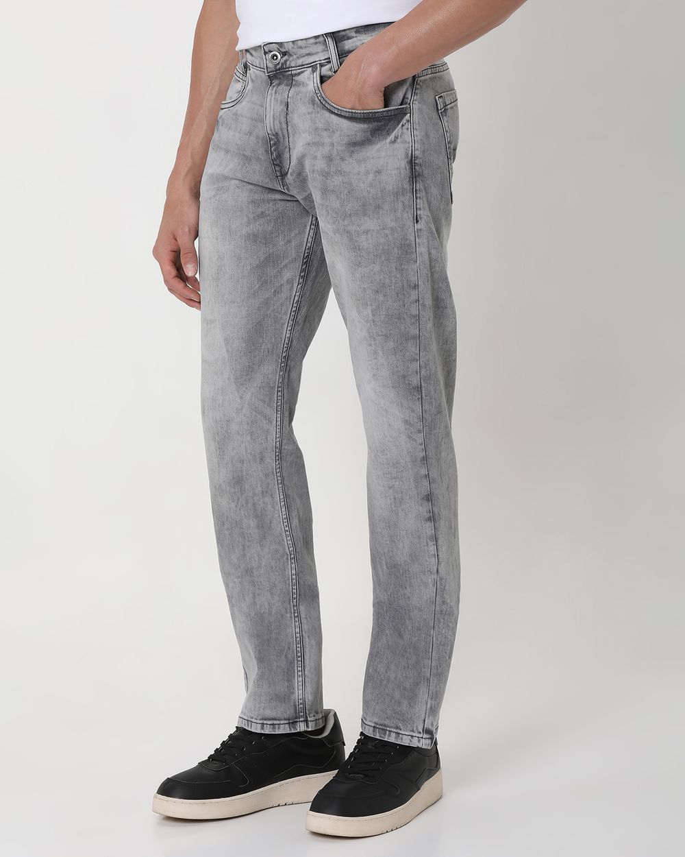 Grey Relaxed Straight Fit Originals Stretch Jeans
