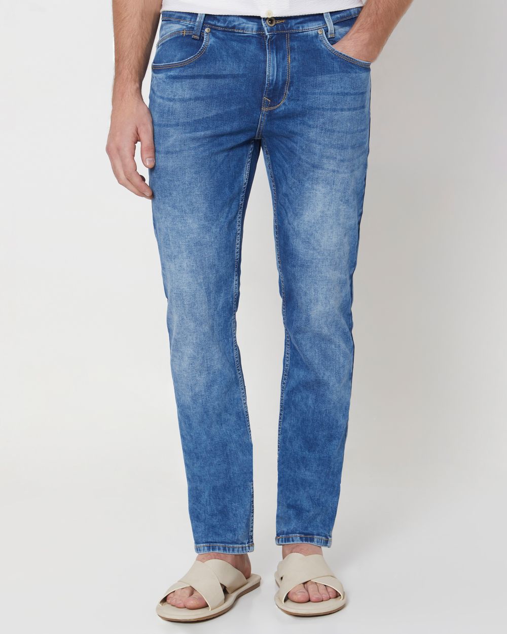 Mid Blue Narrow Fit Originals Stretch Jeans