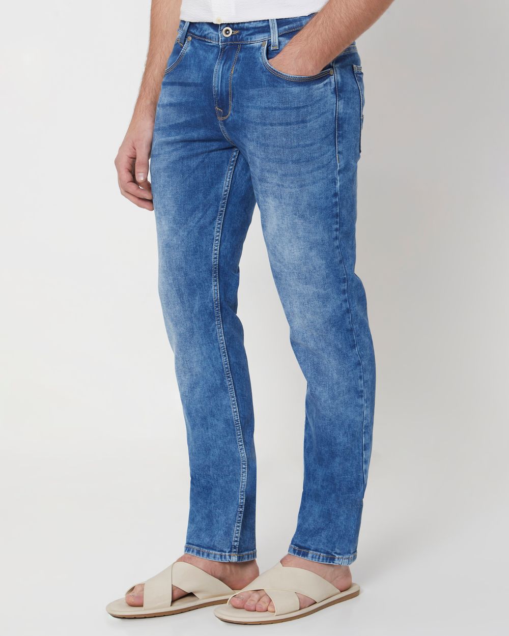 Mid Blue Narrow Fit Originals Stretch Jeans