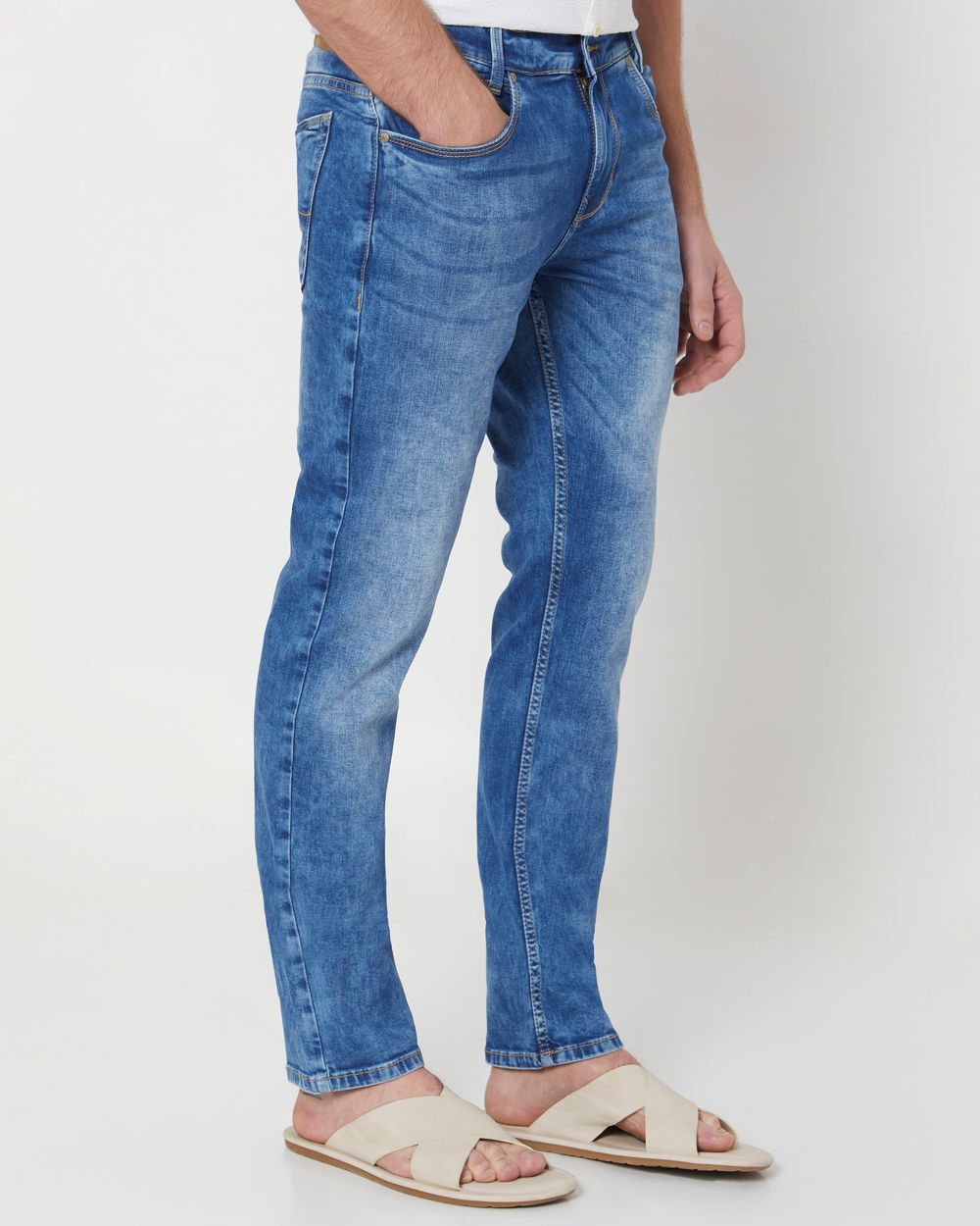 Mid Blue Narrow Fit Originals Stretch Jeans