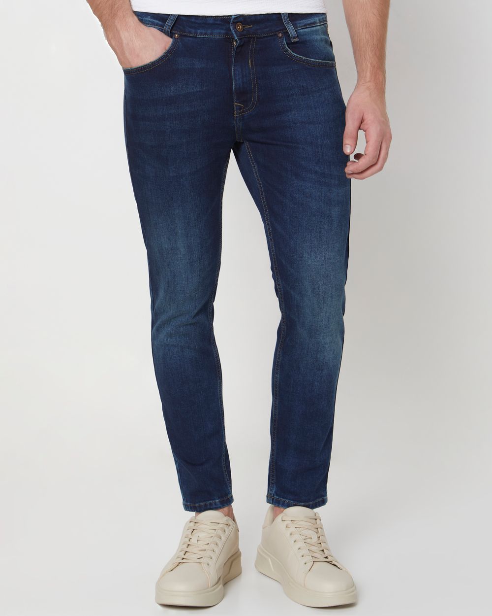 Dark Indigo Blue Ankle Length Originals Stretch Jeans