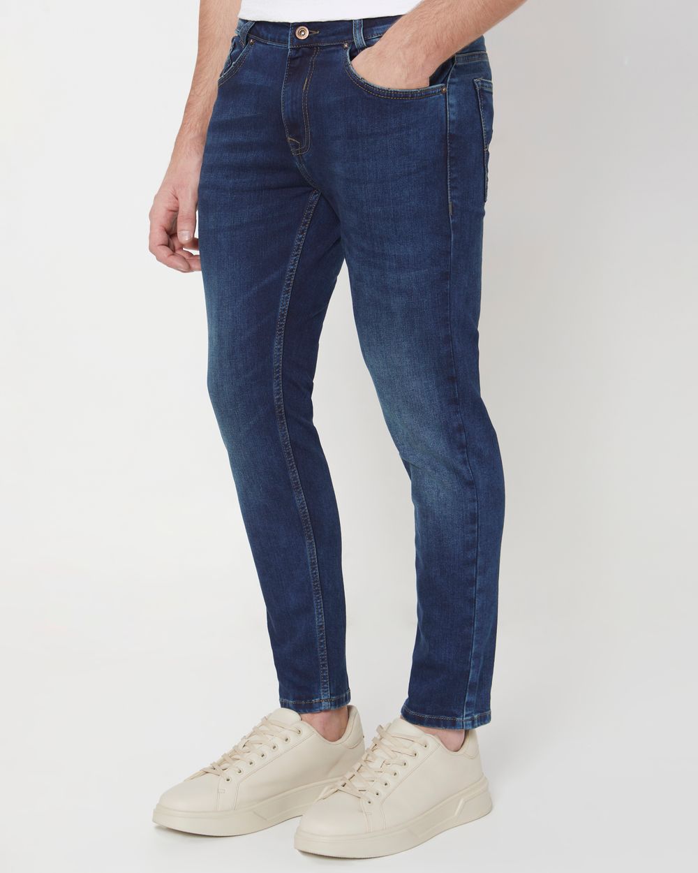 Dark Indigo Blue Ankle Length Originals Stretch Jeans