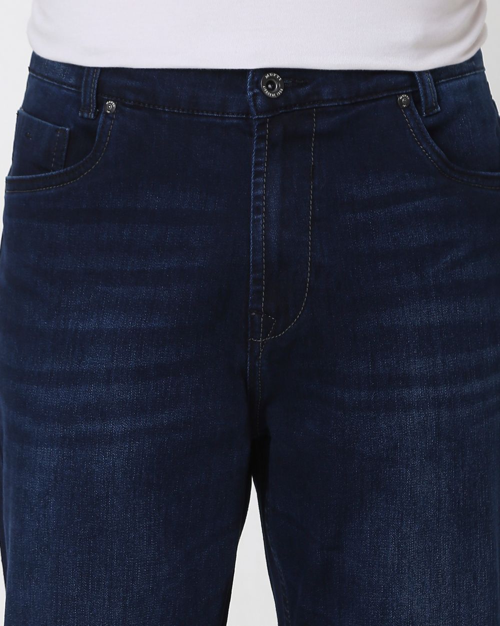 Dark Indigo Blue Straight Fit Originals Stretch Jeans