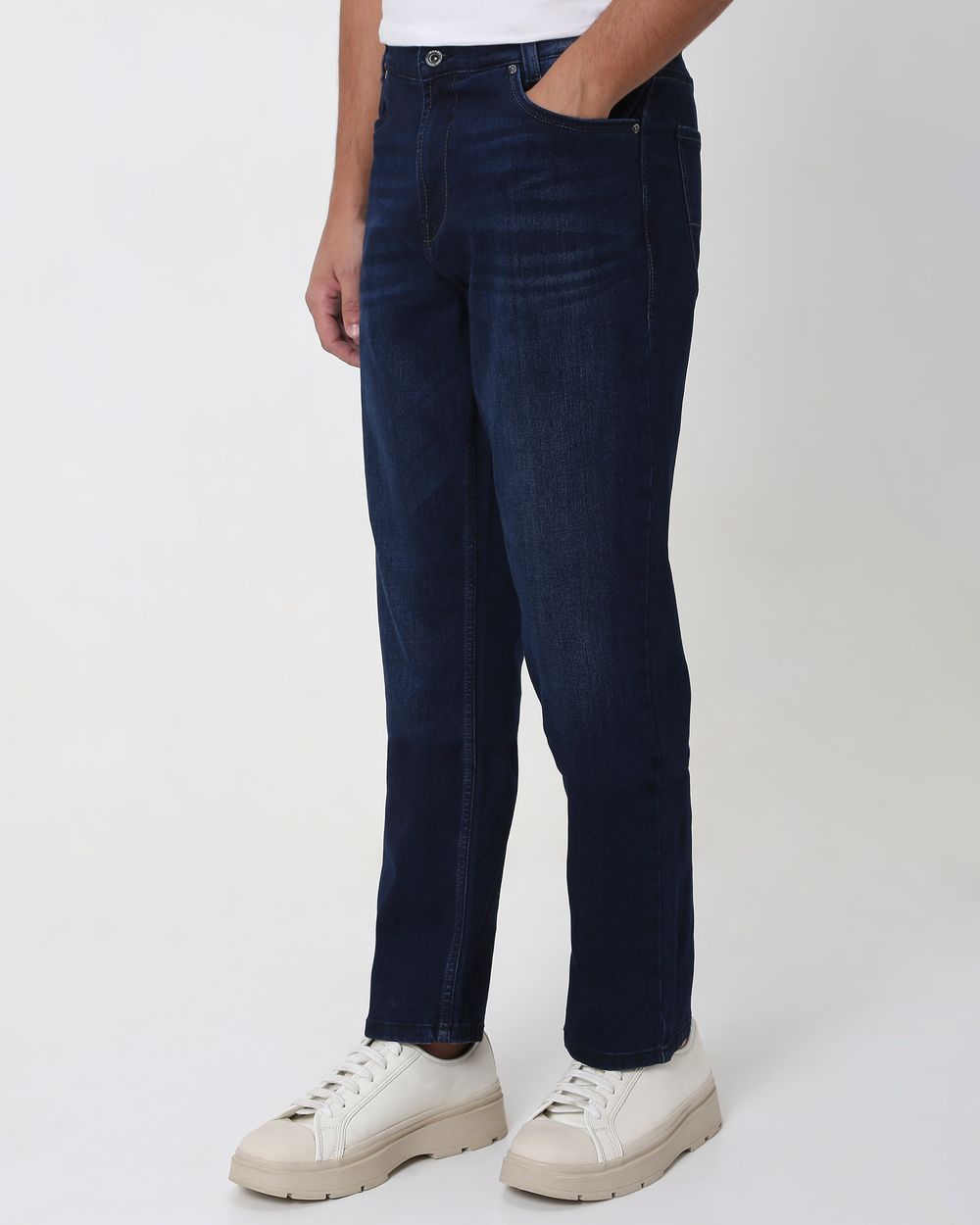 Dark Indigo Blue Straight Fit Originals Stretch Jeans