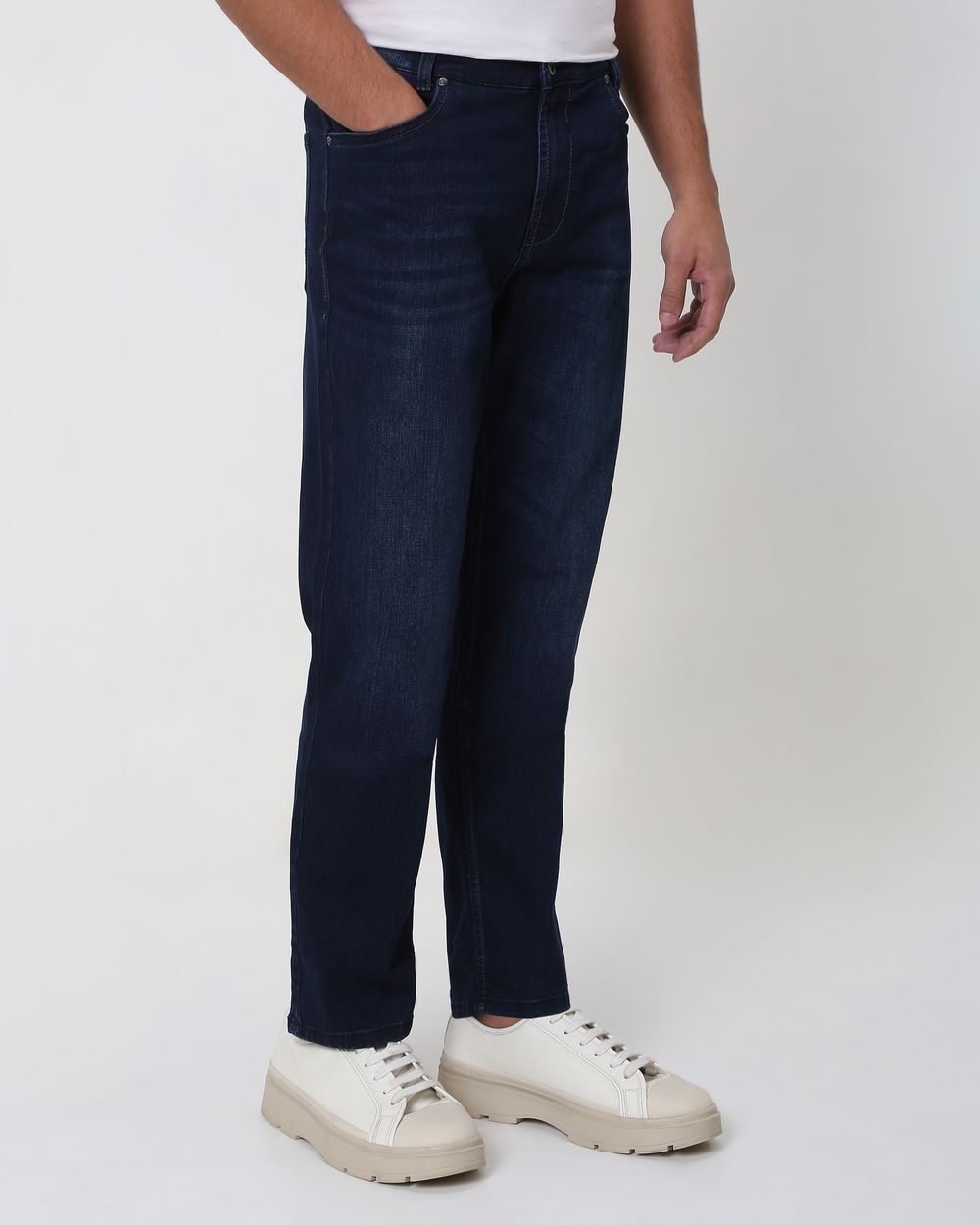 Dark Indigo Blue Straight Fit Originals Stretch Jeans