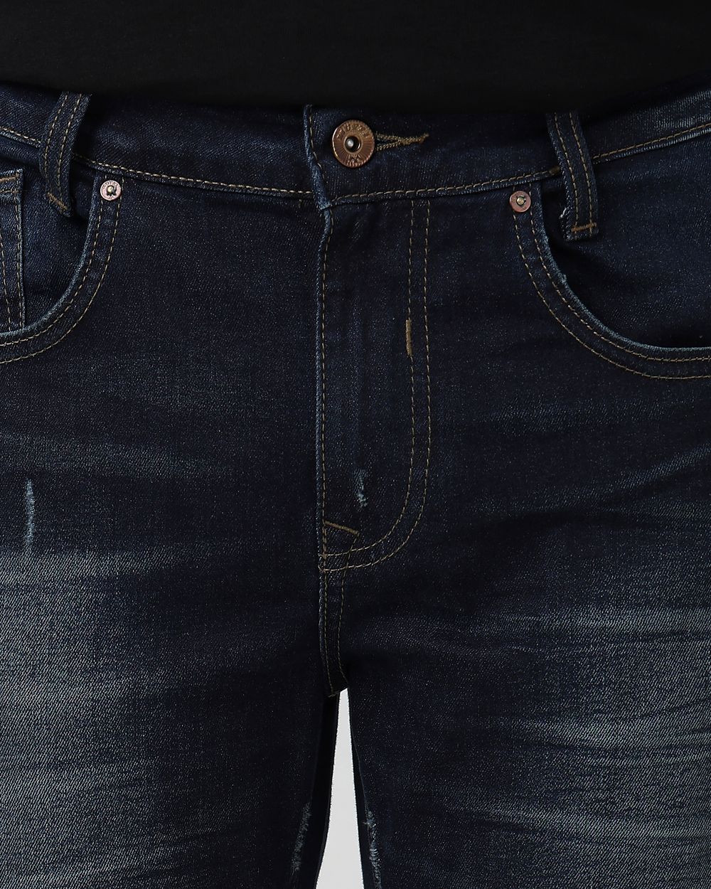 Deep Indigo Blue Super Slim Fit Distressed Stretch Jeans