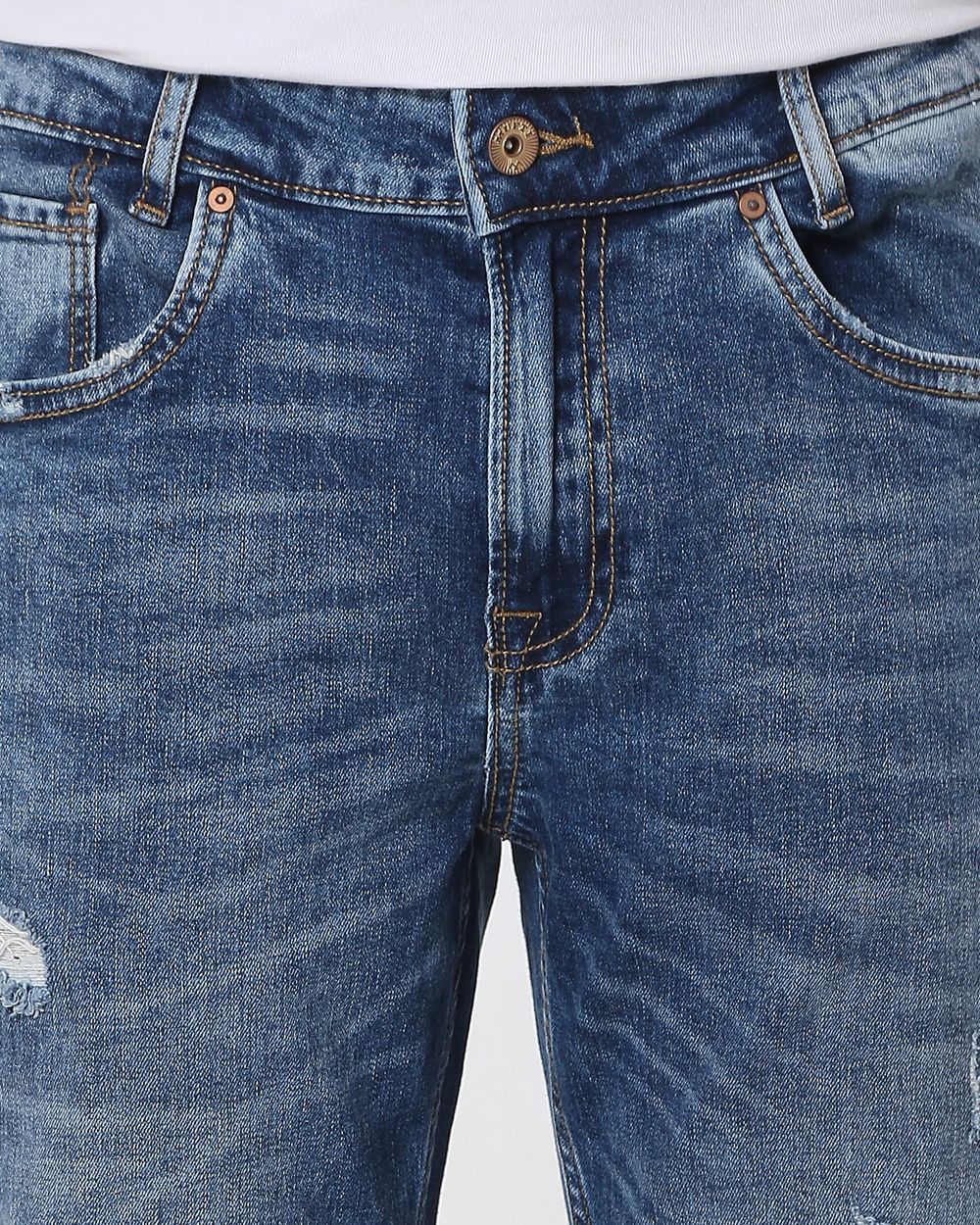 Tinted Super Slim Fit Distressed Stretch Jeans