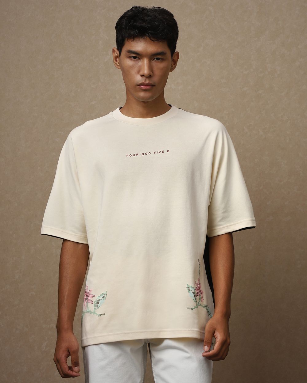 Off White Colorblocked Oversized Loose Fit T-Shirt