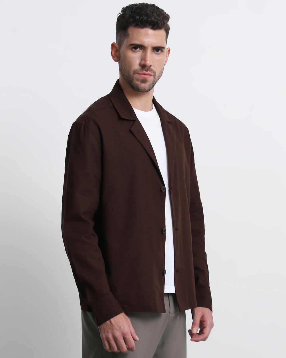 Maroon Cotton Linen Overshirt