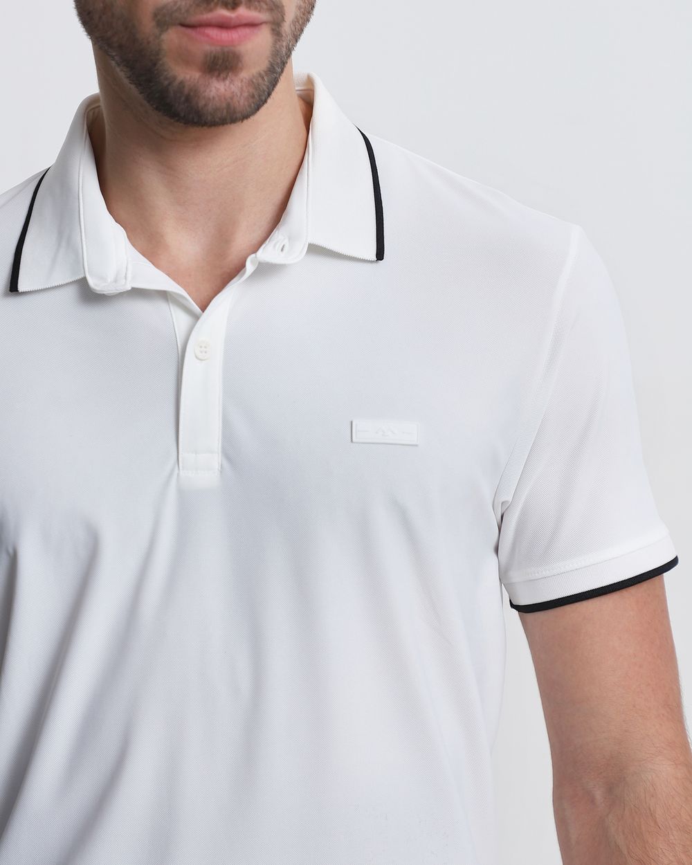 White Scuba Stretch Plain Slim Fit Polo