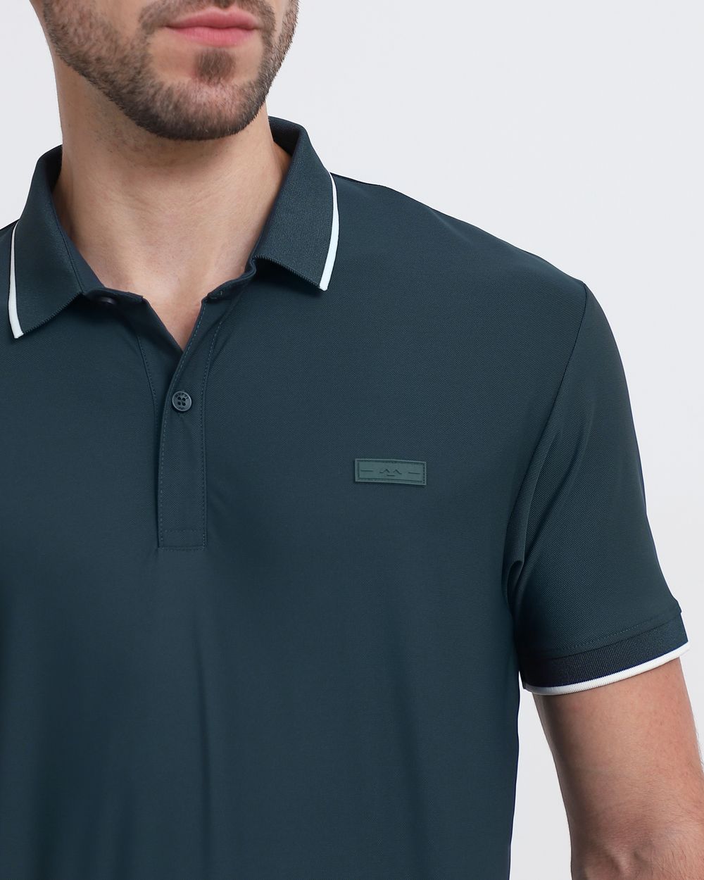 Dark Green Scuba Stretch Plain Slim Fit Polo