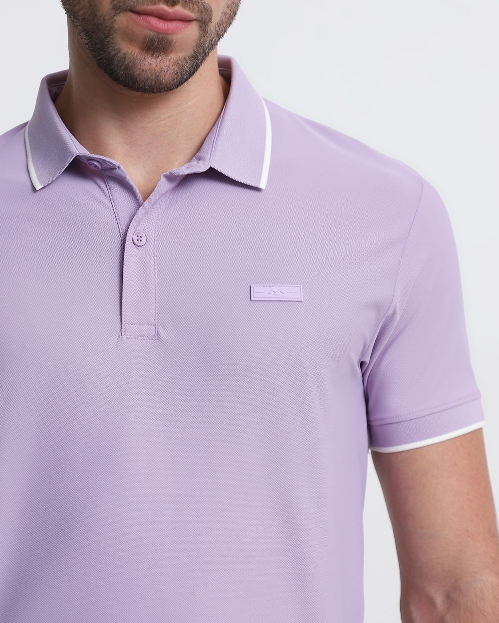 Lilac Scuba Stretch Plain Slim Fit Polo