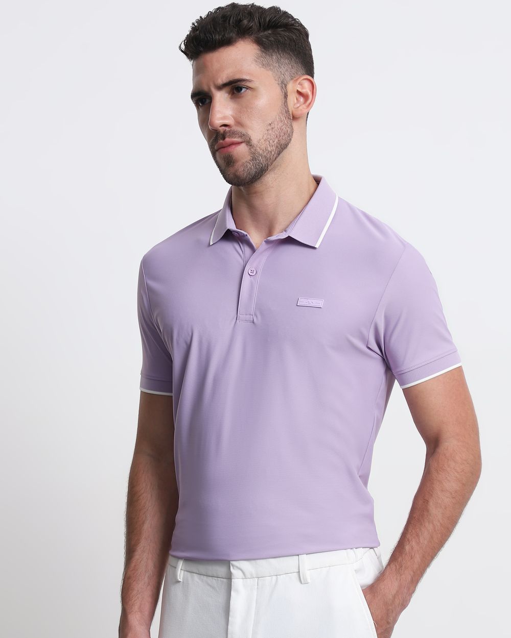 Lilac Scuba Stretch Plain Slim Fit Polo