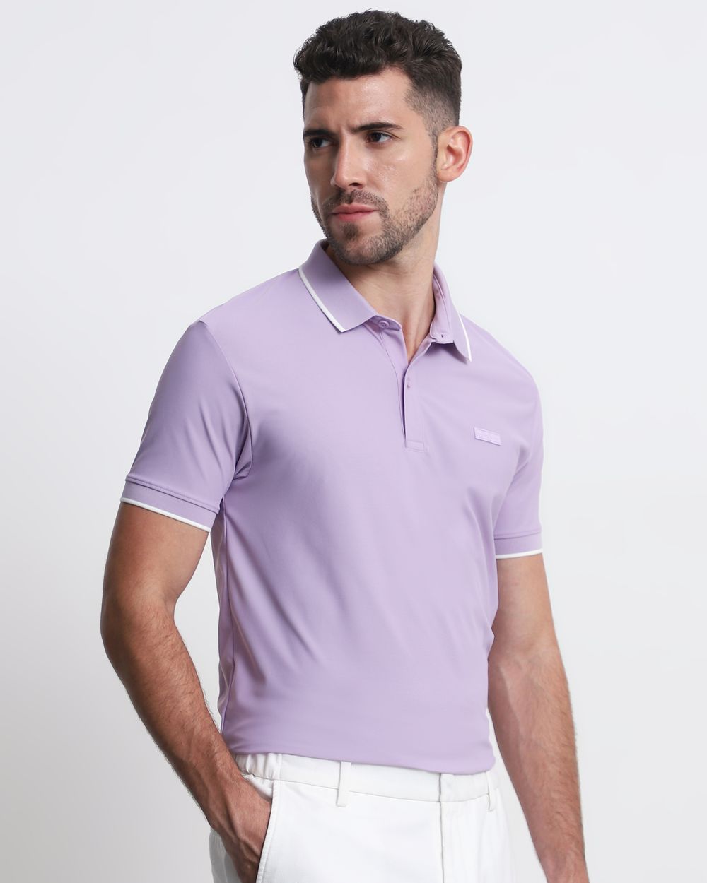Lilac Scuba Stretch Plain Slim Fit Polo