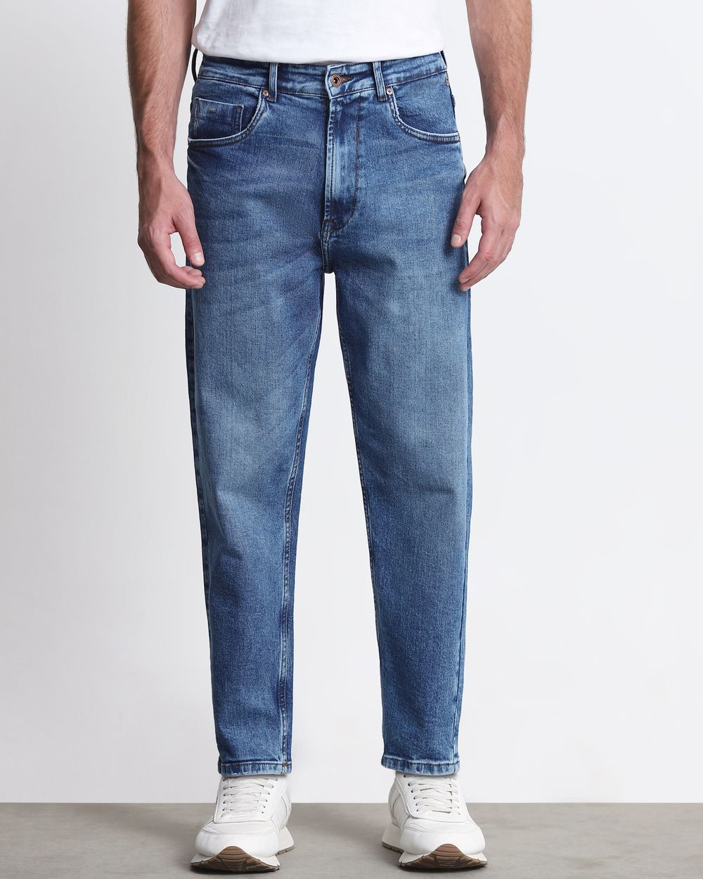 Mid Blue Relaxed Ankle Fit Originals Jeans
