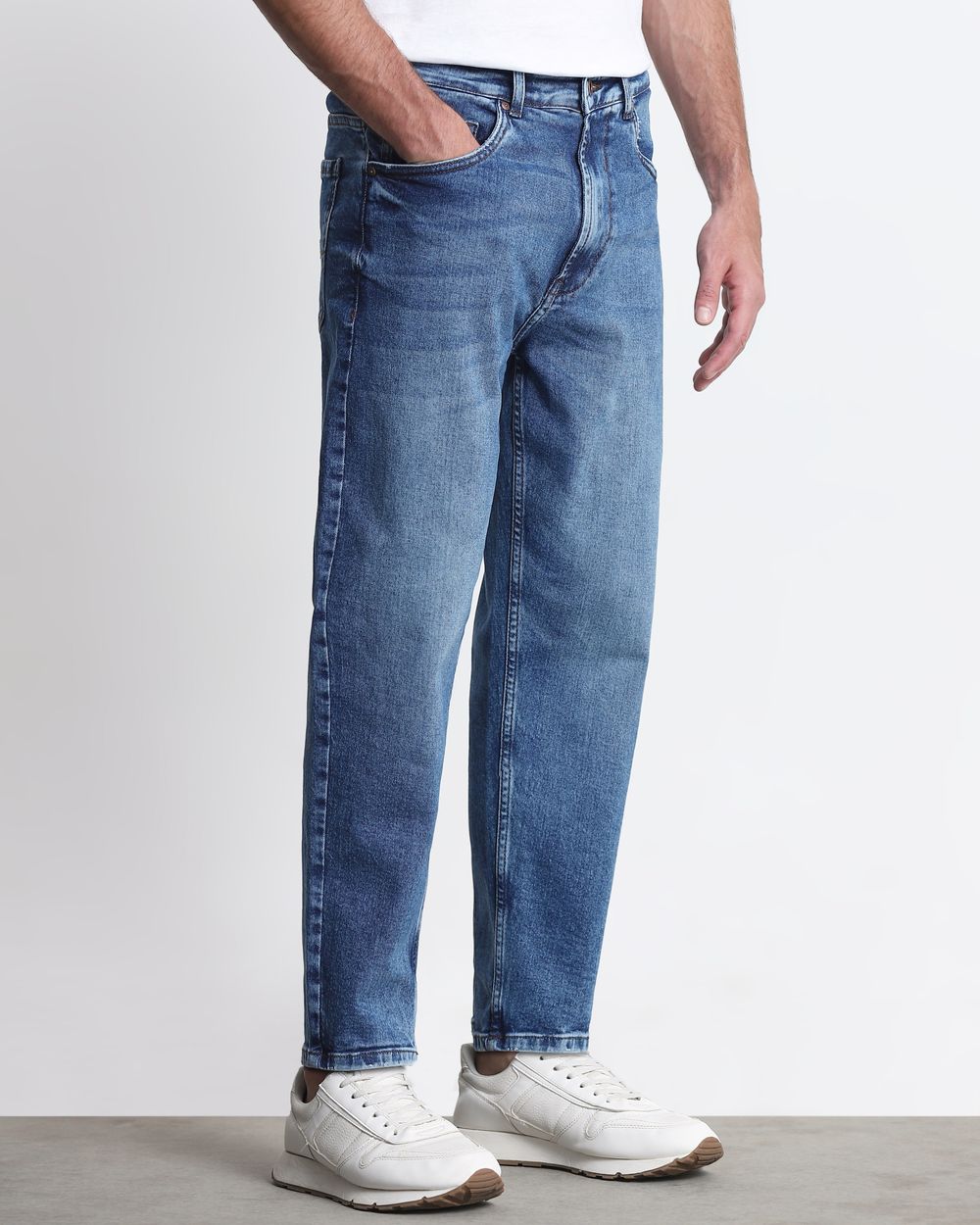 Mid Blue Relaxed Ankle Fit Originals Jeans