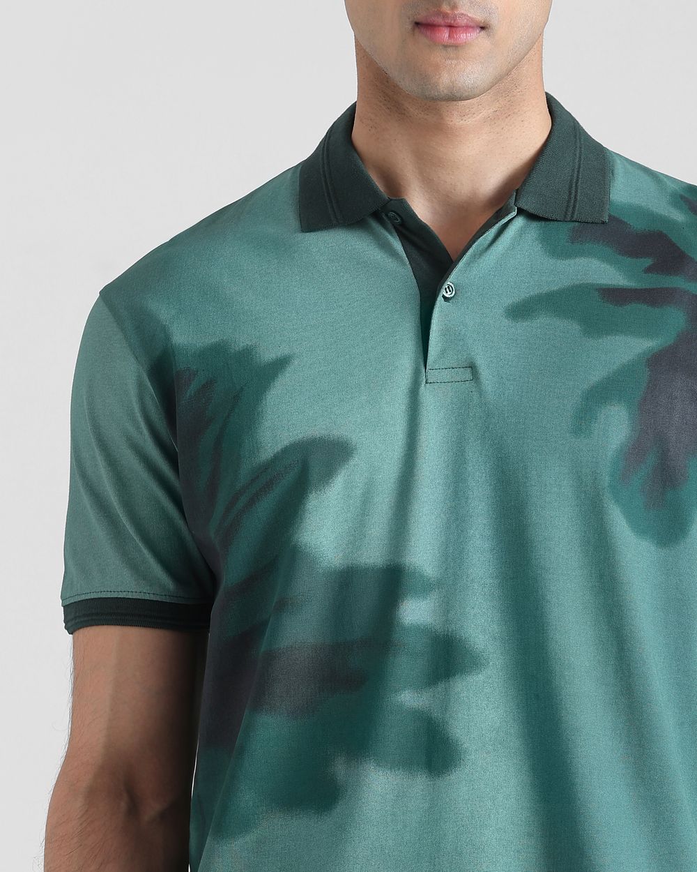 Dark Green Abstract Print Regular Fit T-Shirt