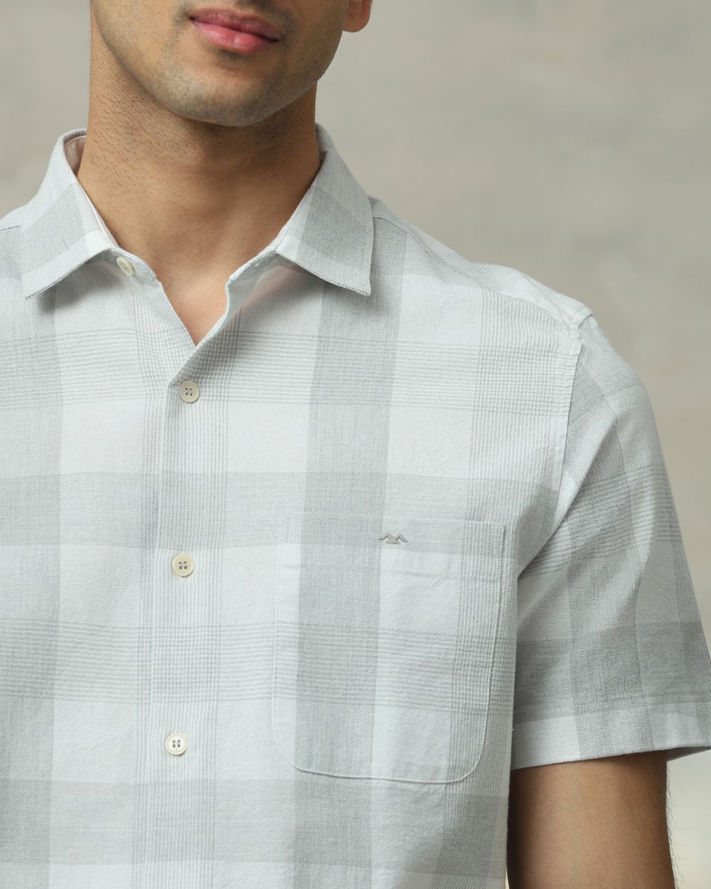 Grey Tonal Check  Slim Fit Casual Shirt