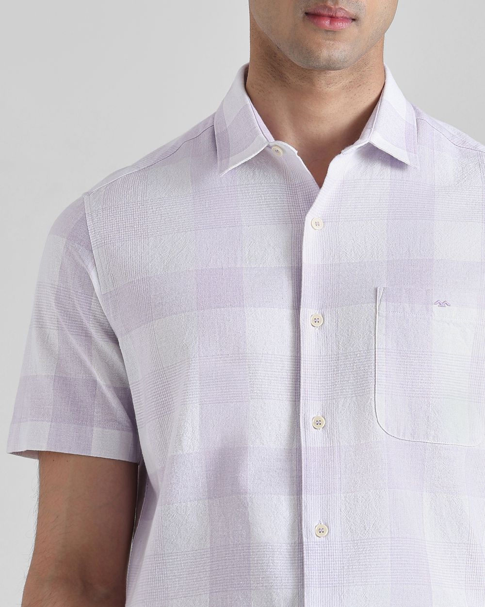 Lilac Tonal Check  Slim Fit Casual Shirt