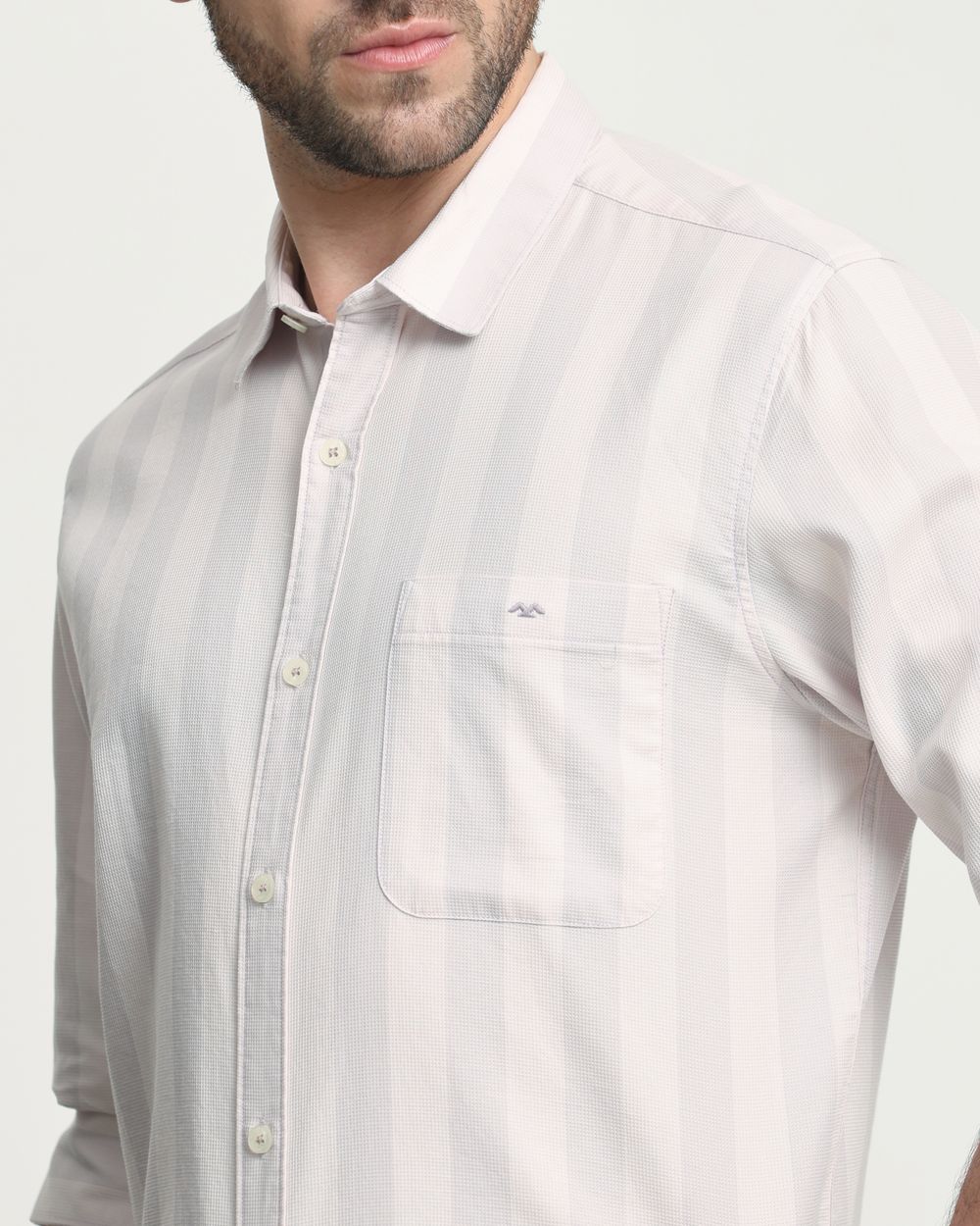 Lilac Textured Stripe  Slim Fit Casual Shirt