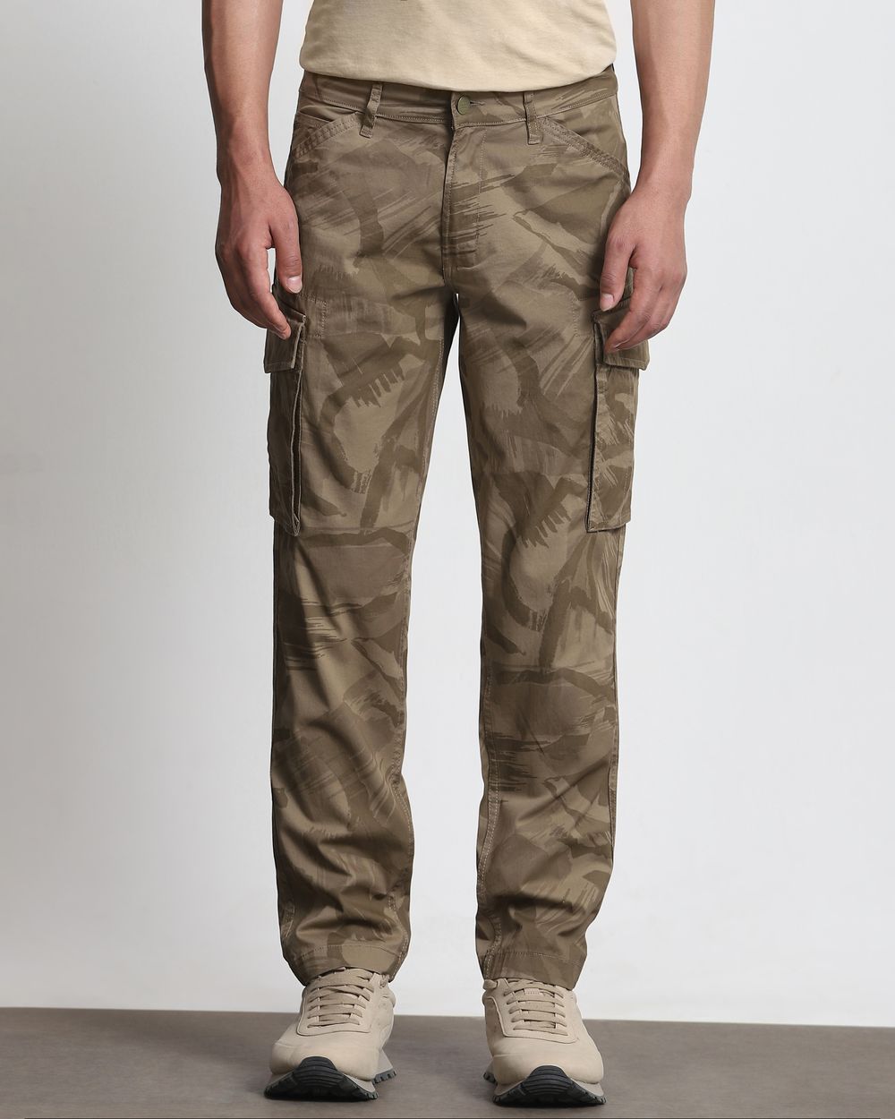 Khaki Slim Fit Cotton Cargo