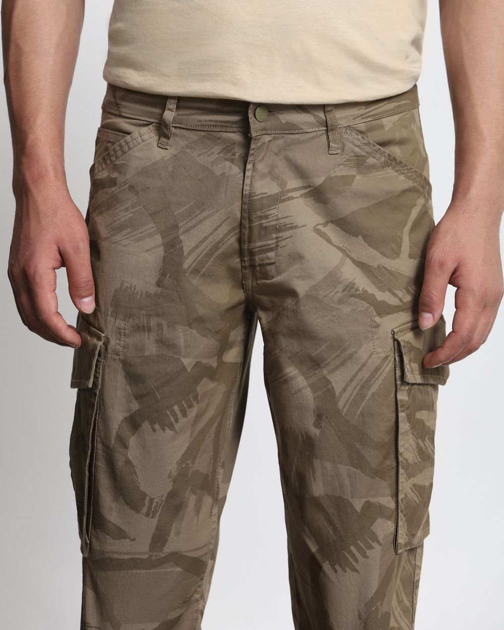 Khaki Slim Fit Cotton Cargo