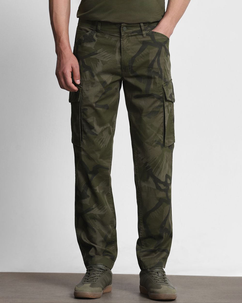Olive Slim Fit Cotton Cargo