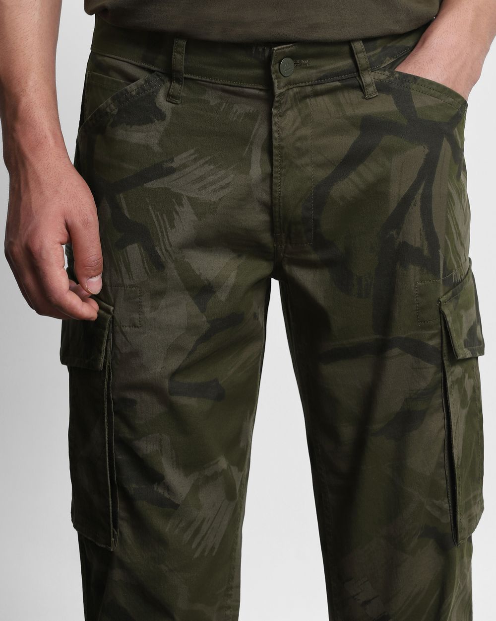 Olive Slim Fit Cotton Cargo