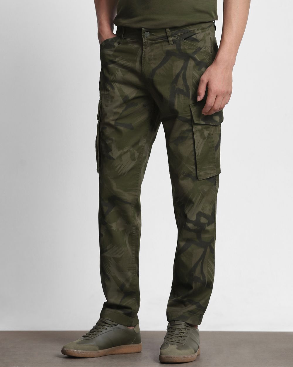 Olive Slim Fit Cotton Cargo