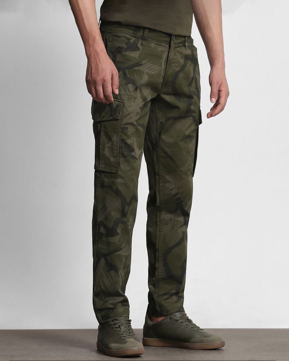 Olive Slim Fit Cotton Cargo