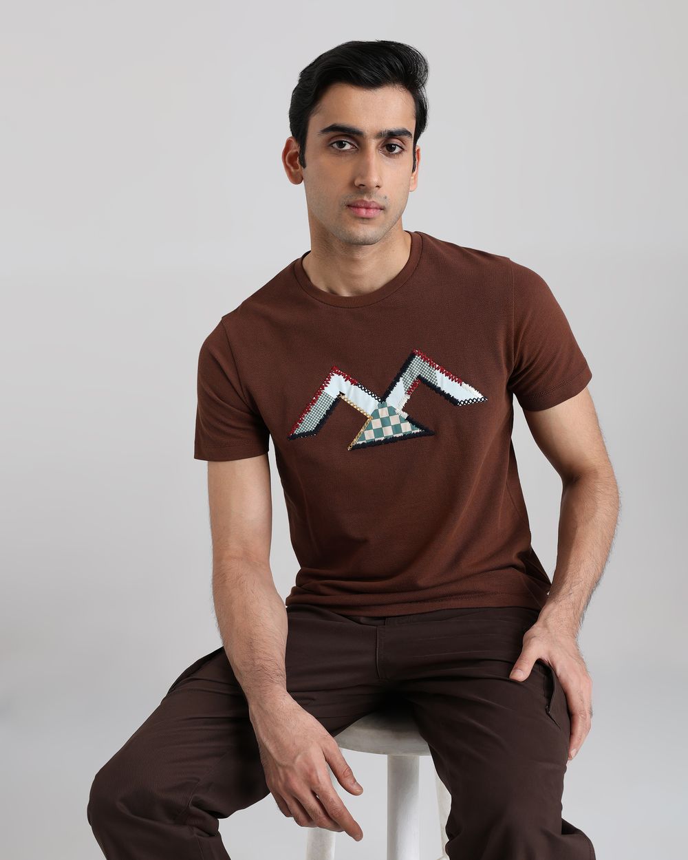 Brown Graphic Slim Fit T-Shirt