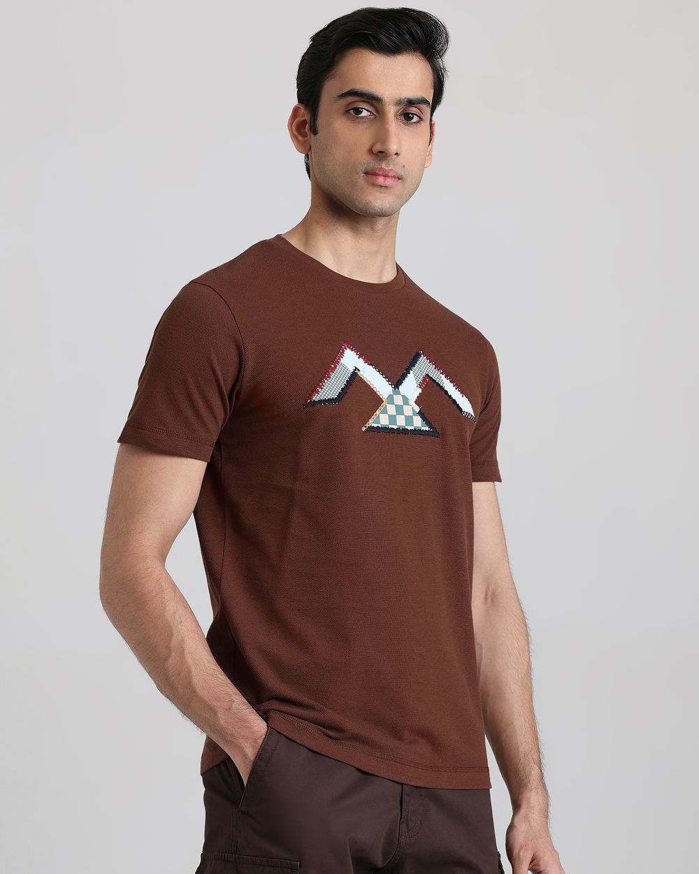 Brown Graphic Slim Fit T-Shirt