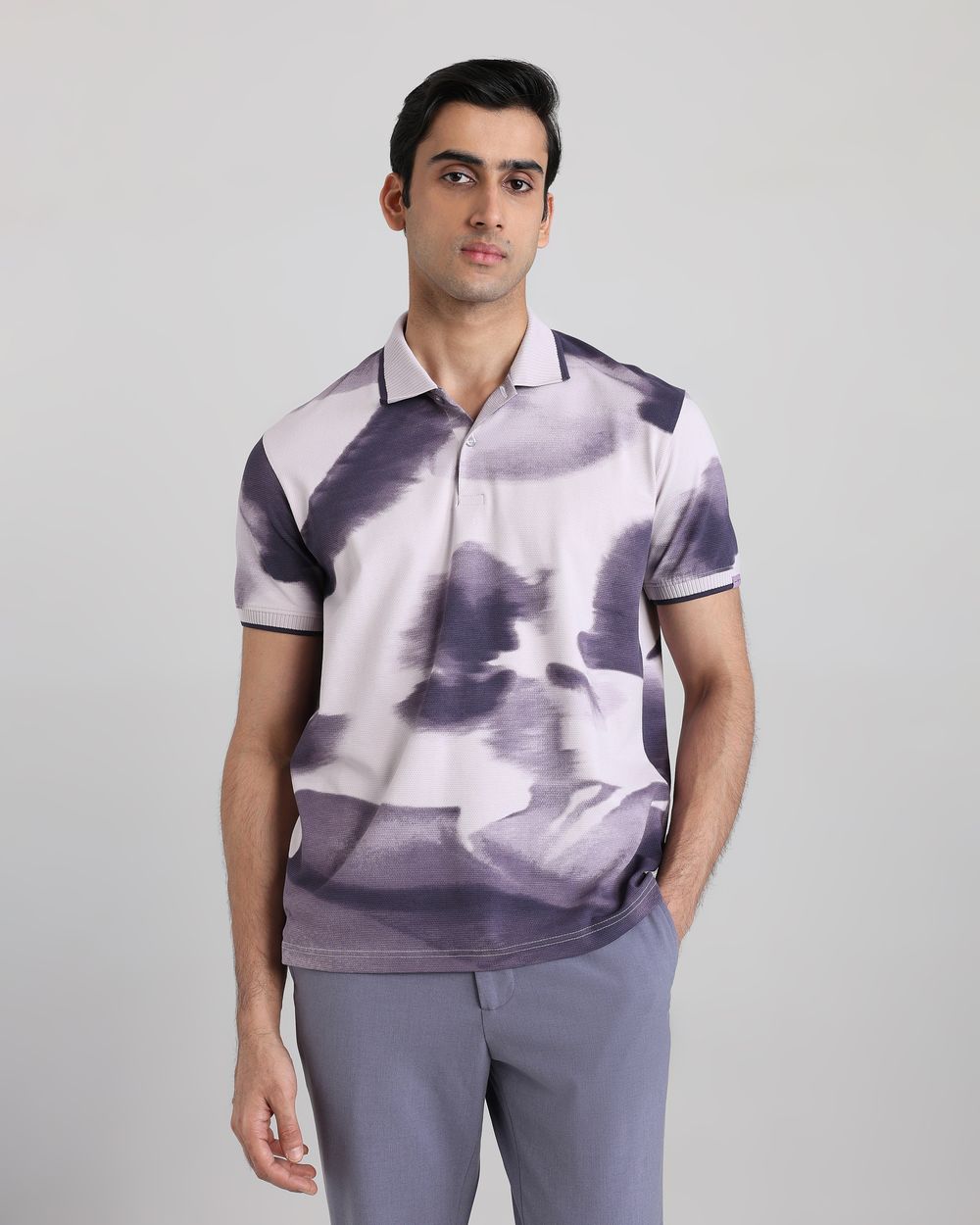 Lilac Abstract Print Regular Fit T-Shirt