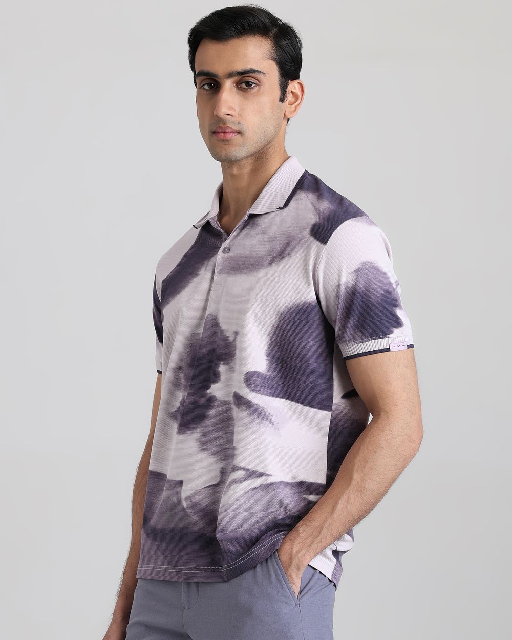 Lilac Abstract Print Regular Fit T-Shirt
