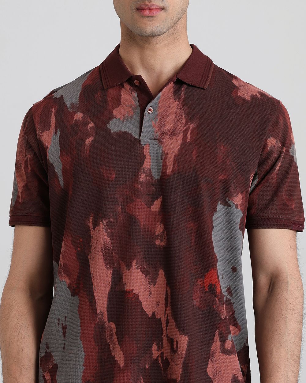 Rust Abstract Textured Regular Fit T-Shirt