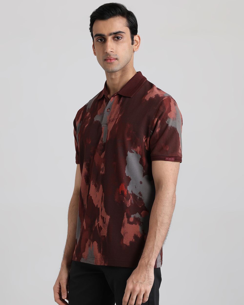 Rust Abstract Textured Regular Fit T-Shirt