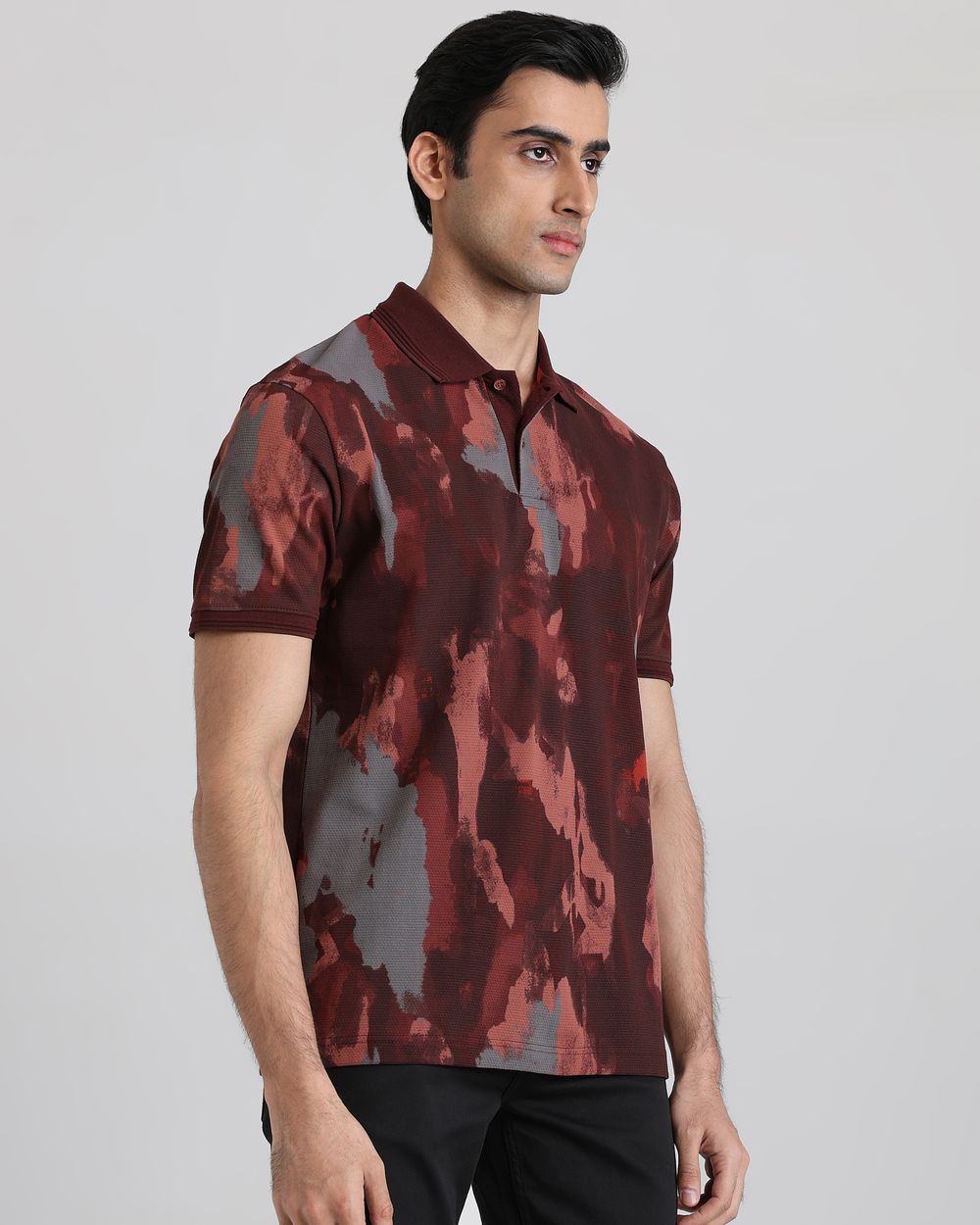Rust Abstract Textured Regular Fit T-Shirt