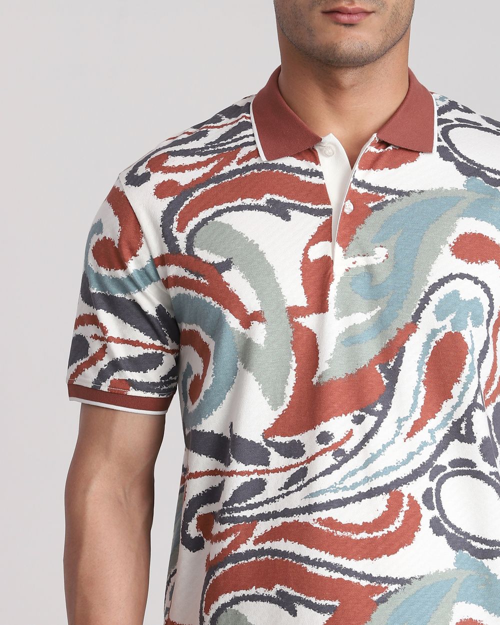 Brown Paisley Print Regular Fit T-Shirt