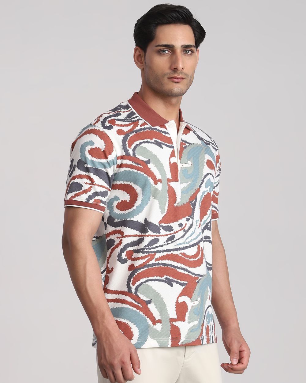Brown Paisley Print Regular Fit T-Shirt